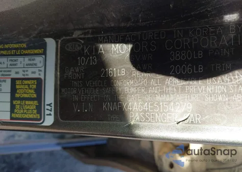 2014 Kia Forte Lx из США, поврежденный, VIN KNAFX4A64E5154279